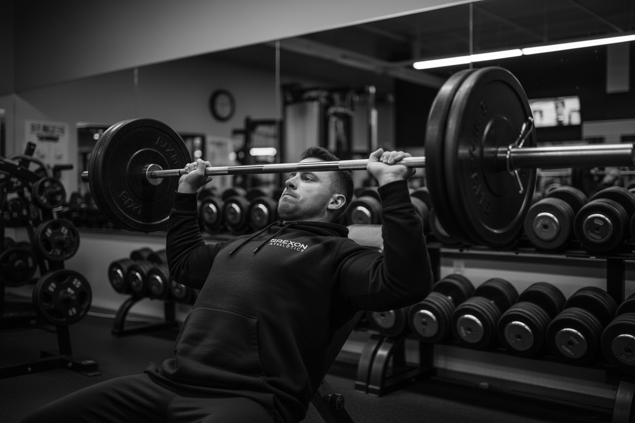 Brexon Athletics gym scene with corrected logo